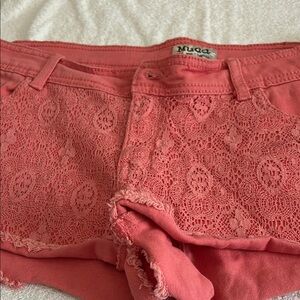 Mudd Pink Casual Shorts, lace on the front. Gently used, size 15.